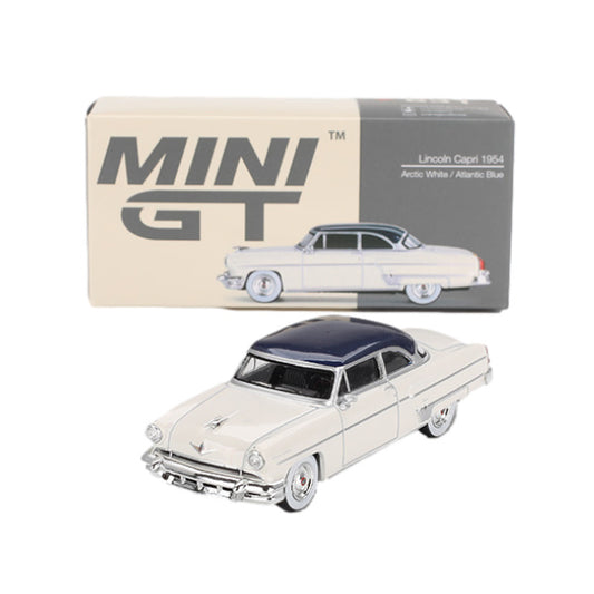 1:64 scale Lincoln Capri 1954 Arctic White/Atlantic Blue