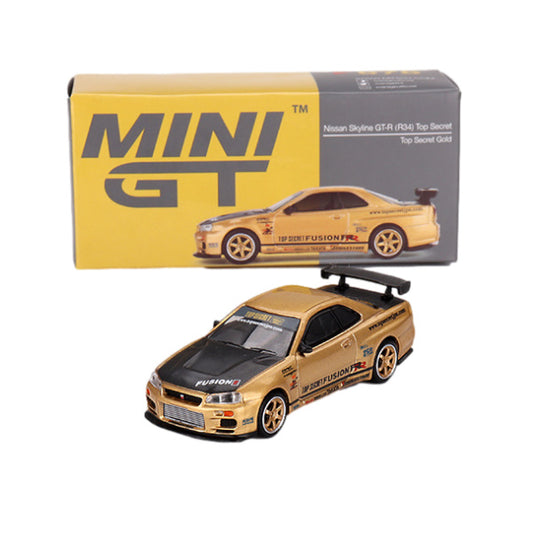 1:64 scale Nissan Skyline GT-R (R34) Top Secret Top Secret Gold Japan Exclusive