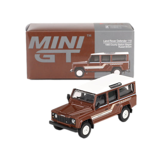 1:64 scale Land Rover Defender 110 1985 County Station Wagon Russet Brown